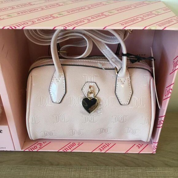 Juicy Couture Speedy Pink Mini Bag & Matching Furry Heart Bag Charm New in Box - Picture 2 of 6